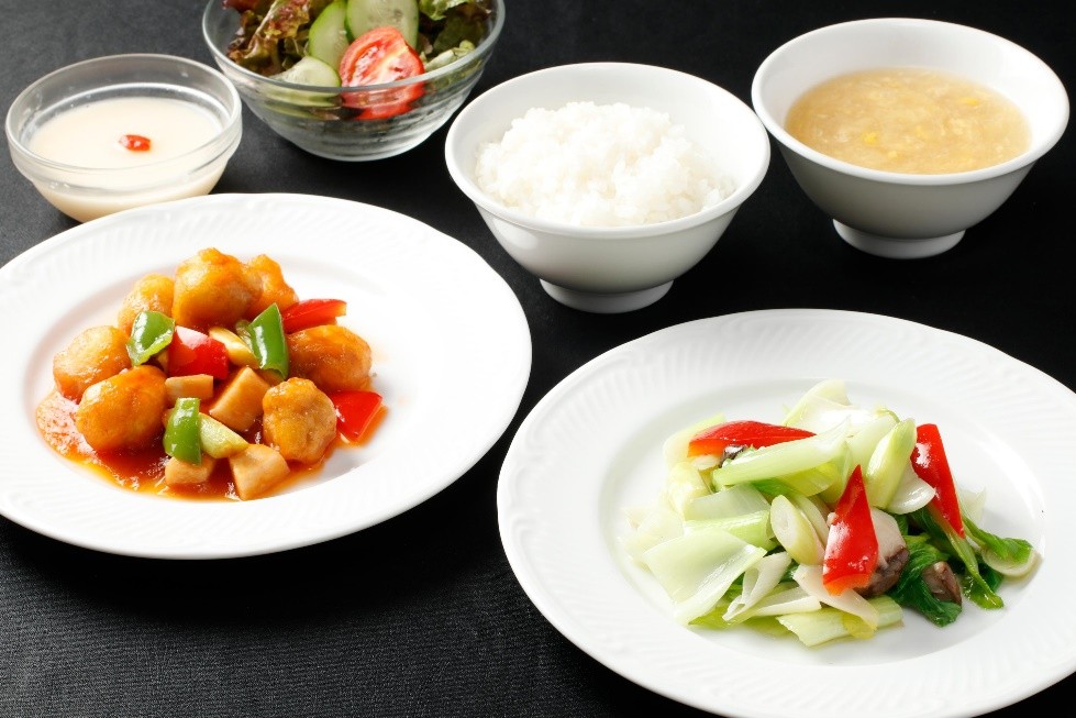 酢豚と青菜の塩味炒めハーフセット