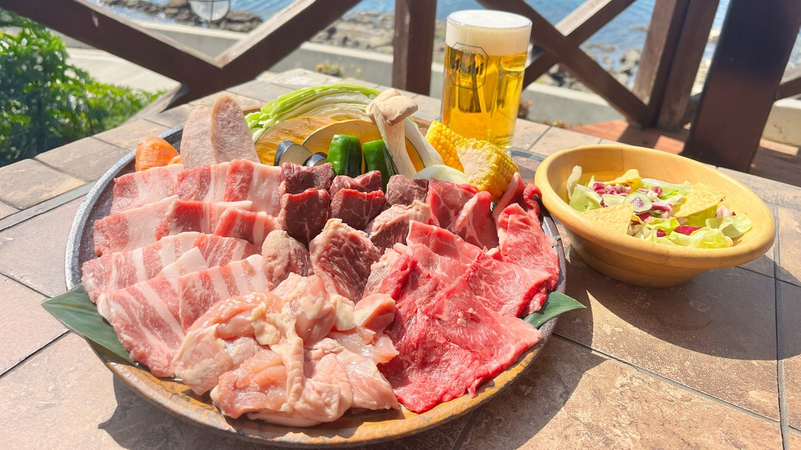 夏を満喫♪海を臨むテラスで浜焼きBBQ♪ブランド鮎と海鮮or焼肉セット☆１泊２食付きプラン