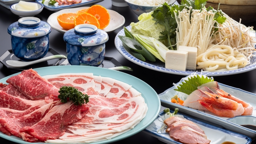 【チョイス鍋】すき焼きorしゃぶしゃぶorもつ鍋orかも鍋の選べるメイン！鍋コース