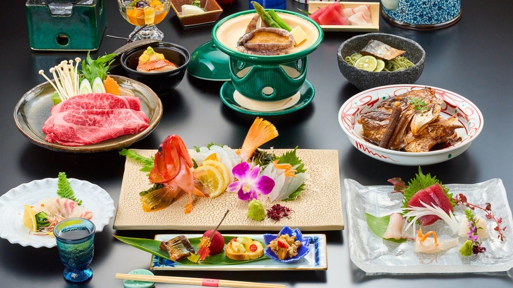 【旬彩会席】露天風呂付き客室『久遠』で温泉を愉しむ｜味覚会席プラン（2食付）