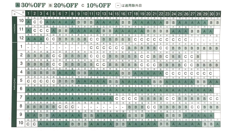 高速バスカレンダー（2021.10～2022.10）