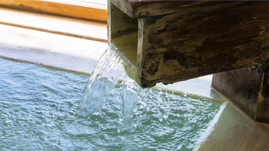 自家占有源泉『法性の湯』：高濃度硫黄泉の温泉です