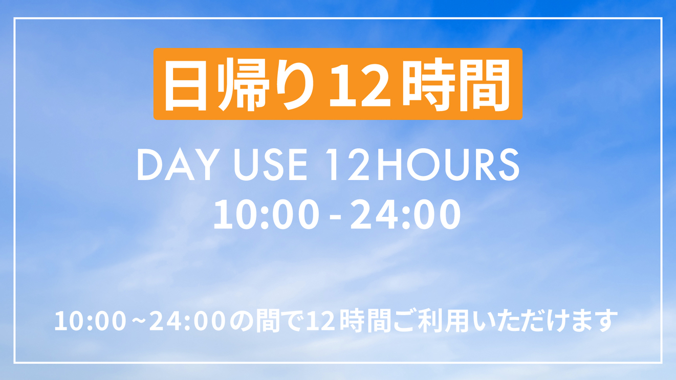 【最大12時間滞在可能】【VOD付き】デイユース&コワーキング プラン(10:00~24:00)