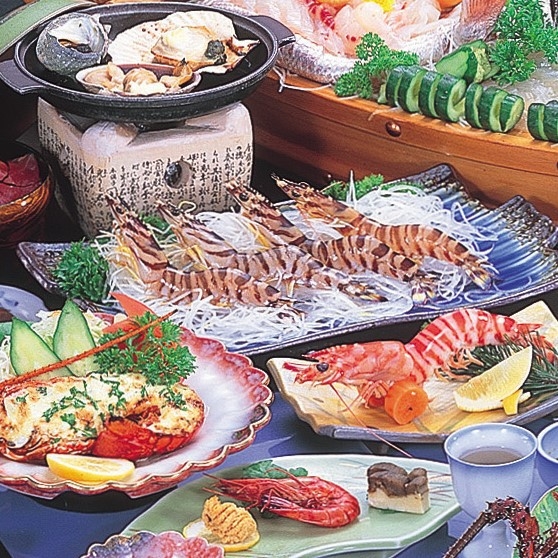 ☆初宿泊はまずはこちら！伊勢海老・鮑・鯛・平目の豪華舟盛付会席♪伊勢海老半身焼物・特選和牛・寿司付☆