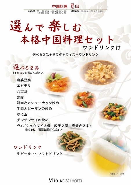 選べる中国料理セット付き　☆夕朝食付☆