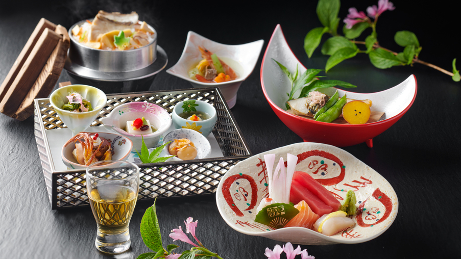 ポイント10倍【人気No.1♪基本プラン】【和牛と鶏つみれ鍋・鯛五目釜炊きご飯など】旬味覚＜曲水膳＞