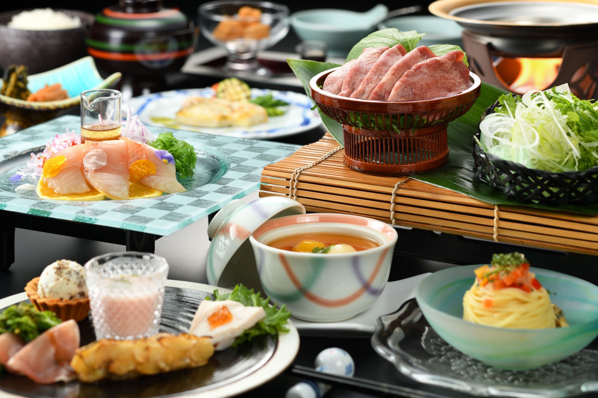 宮城・仙台名物「牛たん」をあっさりとしゃぶしゃぶでお召し上がりいただきます(例)