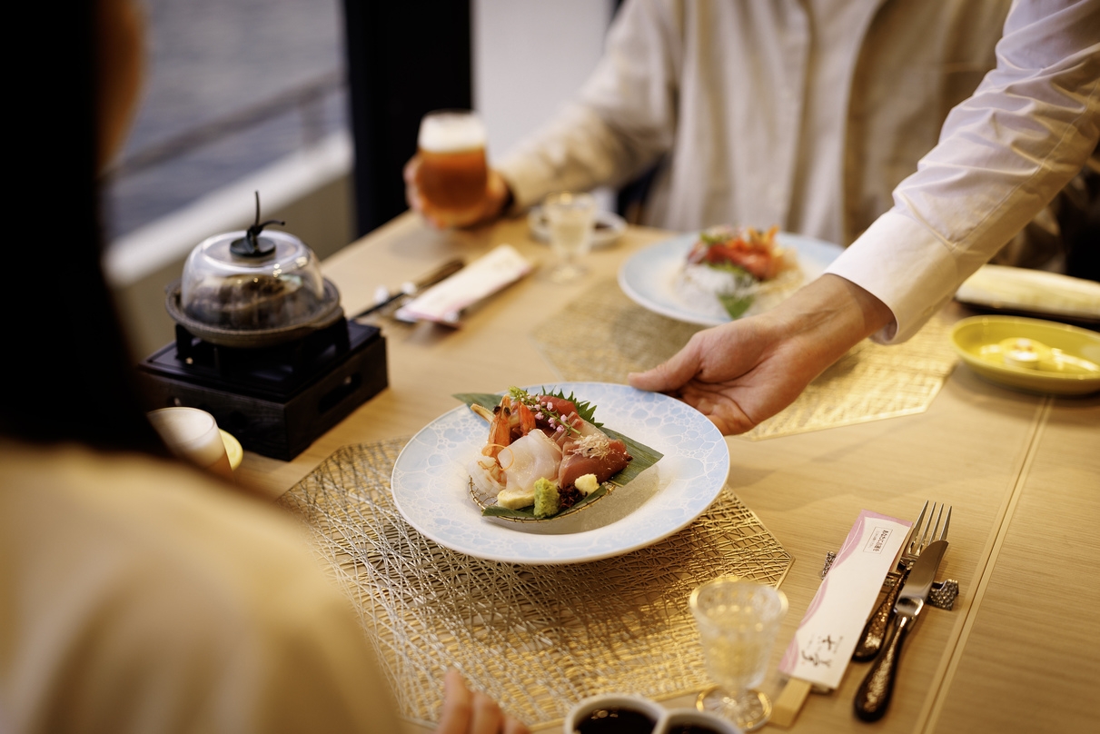 【早期割30・ライブキッチンAWA】10％OFF！飲み放題付♪鮑酒蒸し＆金目鯛姿煮付の贅沢ハーフ会席