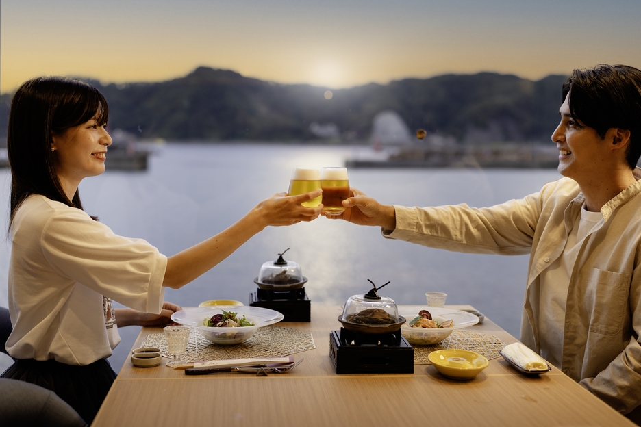 【客室限定特典付】【ライブキッチンAWA】飲み放題付♪鮑酒蒸し＆金目鯛姿煮付の贅沢ハーフ会席コース