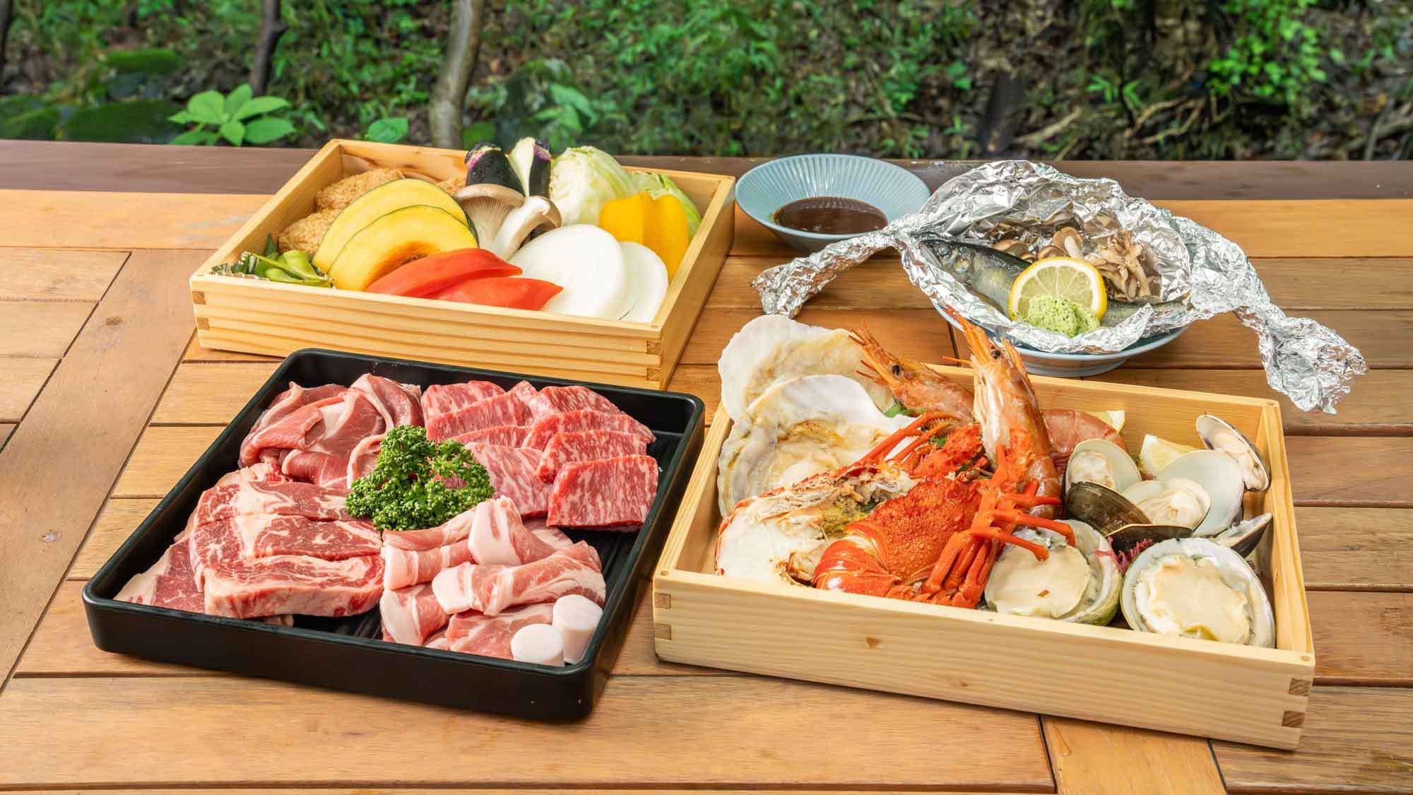 【プレミアム★BBQプラン】ワンちゃんも喜ぶテラスBBQ♪ロブスターやアワビ等海鮮たっぷり（2食付）