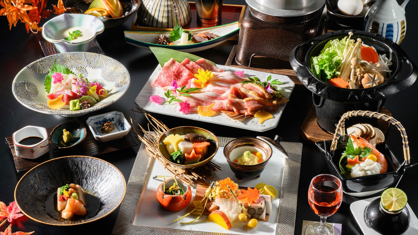 【かがりや会席〜大和の恵〜】奈良特産「大和牛・大和ポーク・大和肉鶏」を食す秋の贅沢時間（夕・朝食付）