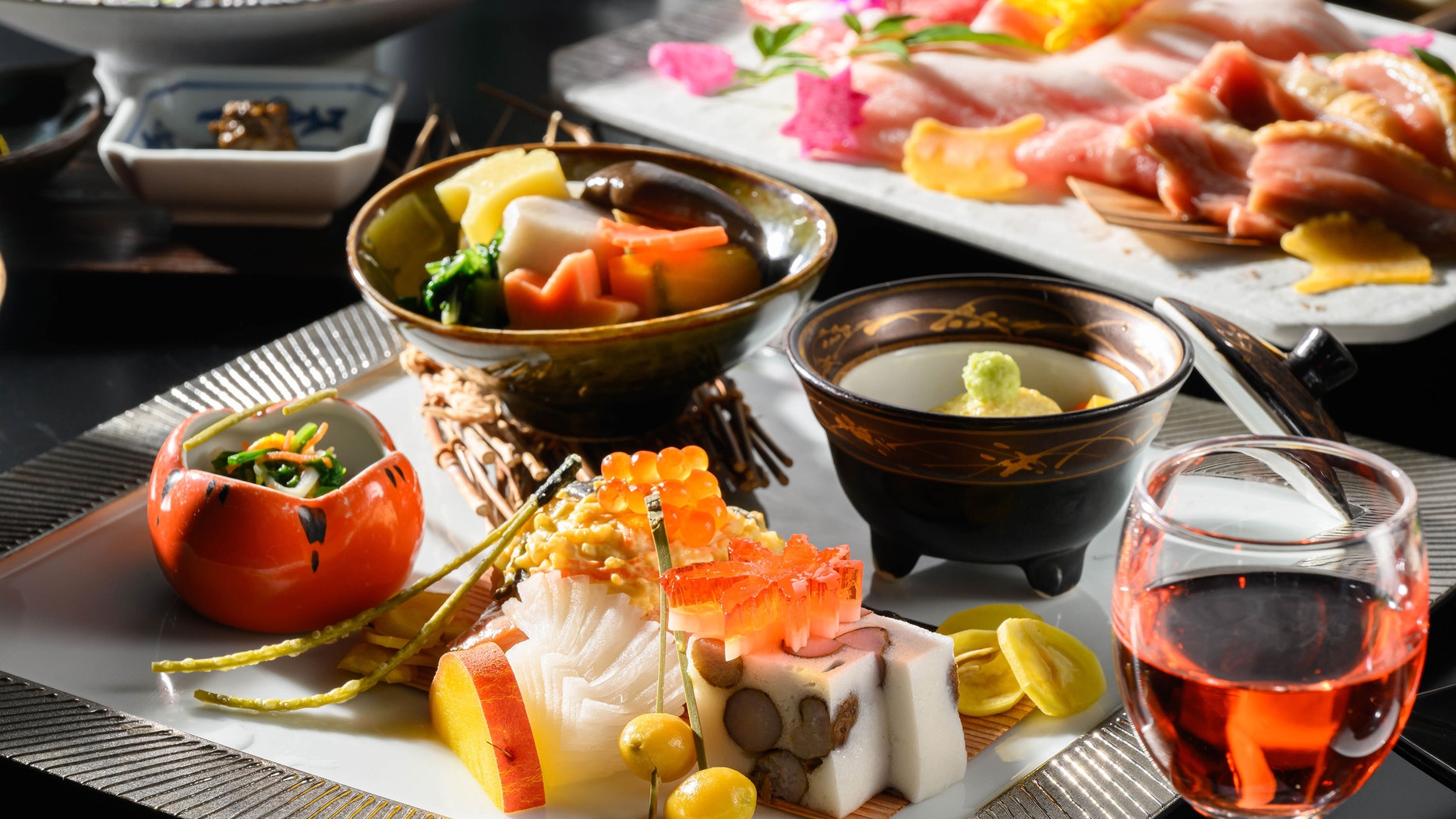 【かがりや会席〜大和の恵〜】奈良特産「大和牛・大和ポーク・大和肉鶏」を食す秋の贅沢時間（夕・朝食付）