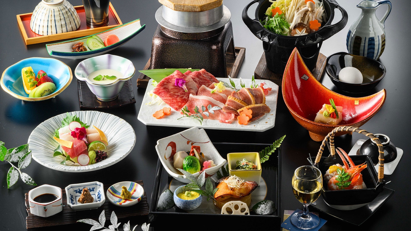 【かがりや会席〜大和の恵〜】奈良特産「大和牛・大和ポーク・大和肉鶏」を食す冬の贅沢時間（夕・朝食付）