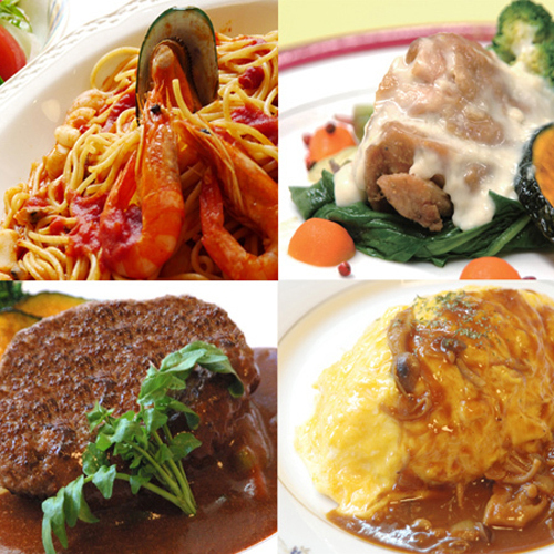 An example of a dinner choice (Western food). Please choose from about 25 types of Japanese and Western menus.