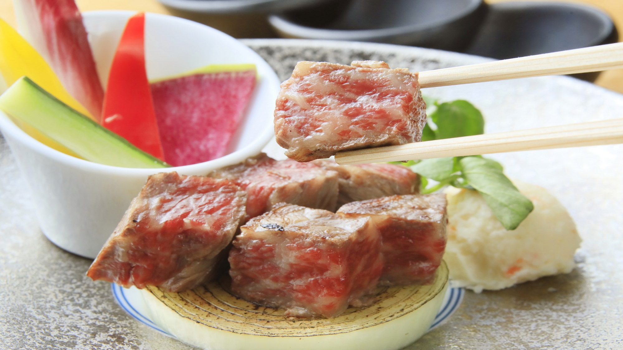 【ご夕食】日高見牛ステーキ　※一例