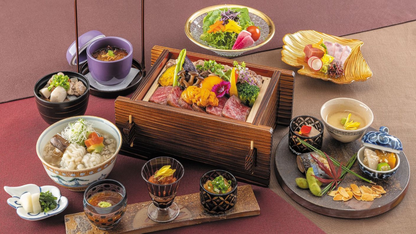 【夕食付】讃岐オリーブ牛の二重奏に雲丹を添えた”うにく”を楽しむ豪華御膳【クラブラウンジアクセス付】