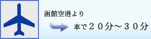 空港まで車で20~30分