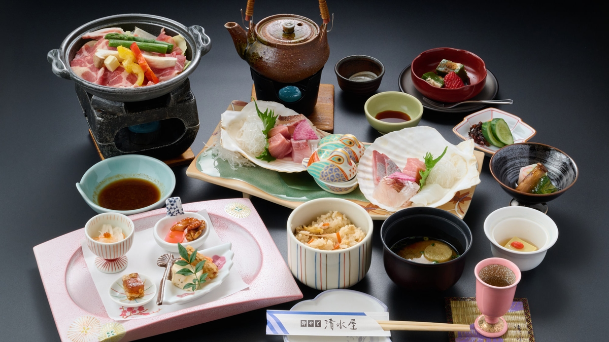 御やど清水屋の夕食一例