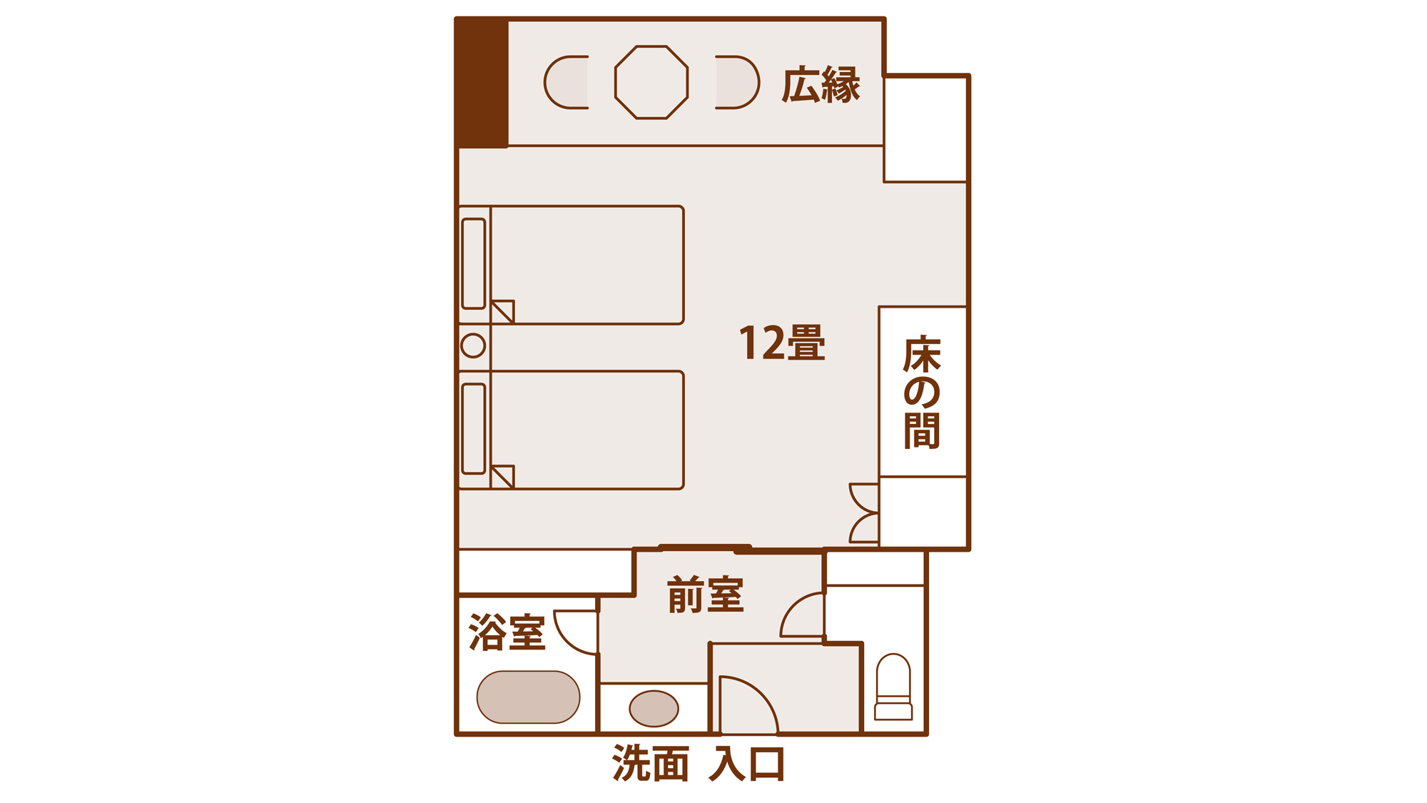 和モダンツイン/広縁ローテーブル 間取図