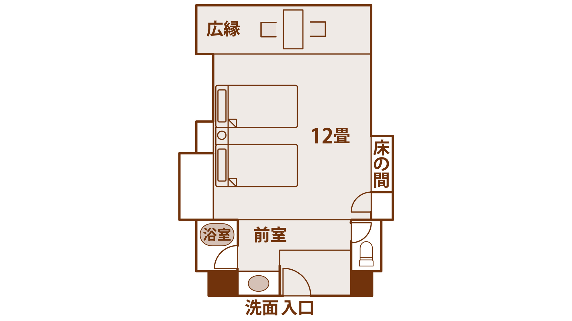 和モダンツイン/広縁デスク 間取図