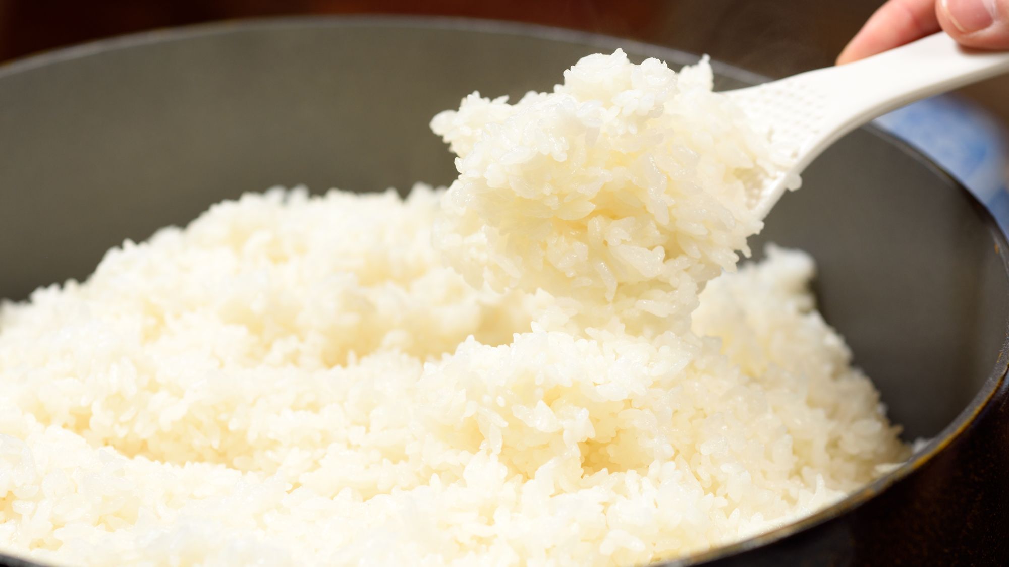 ふっくらと炊き上げた岩手県産「ひとめぼれ」。岩手のお米をご賞味ください