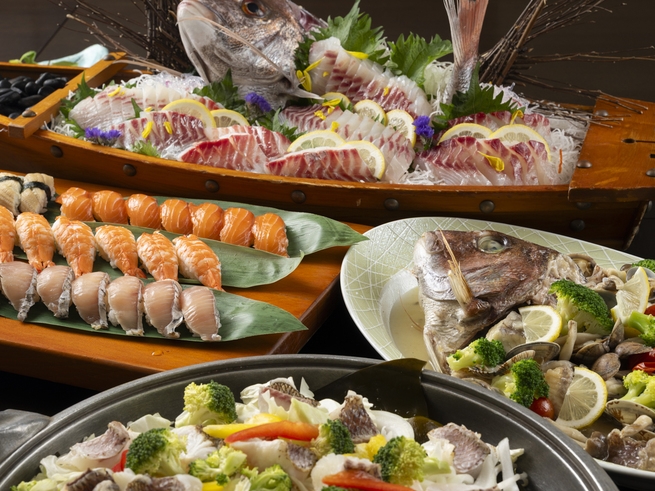 【淡路島の魚を食べ尽くす】おさかなビュッフェ＆フリードリンク〜ご夕食はビュッフェ（朝食付き）