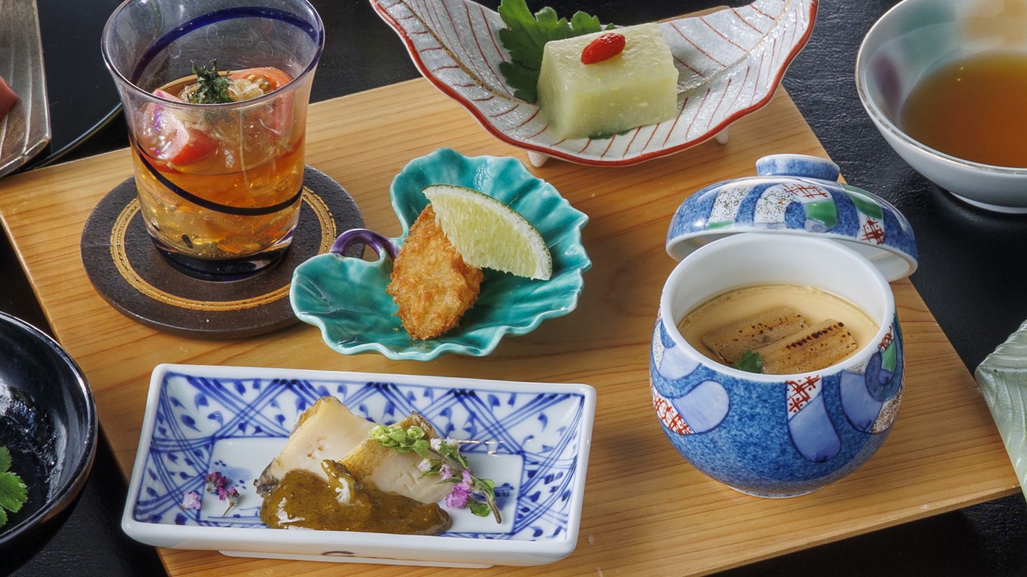 夏季創作和食：前菜　五種の味覚料理