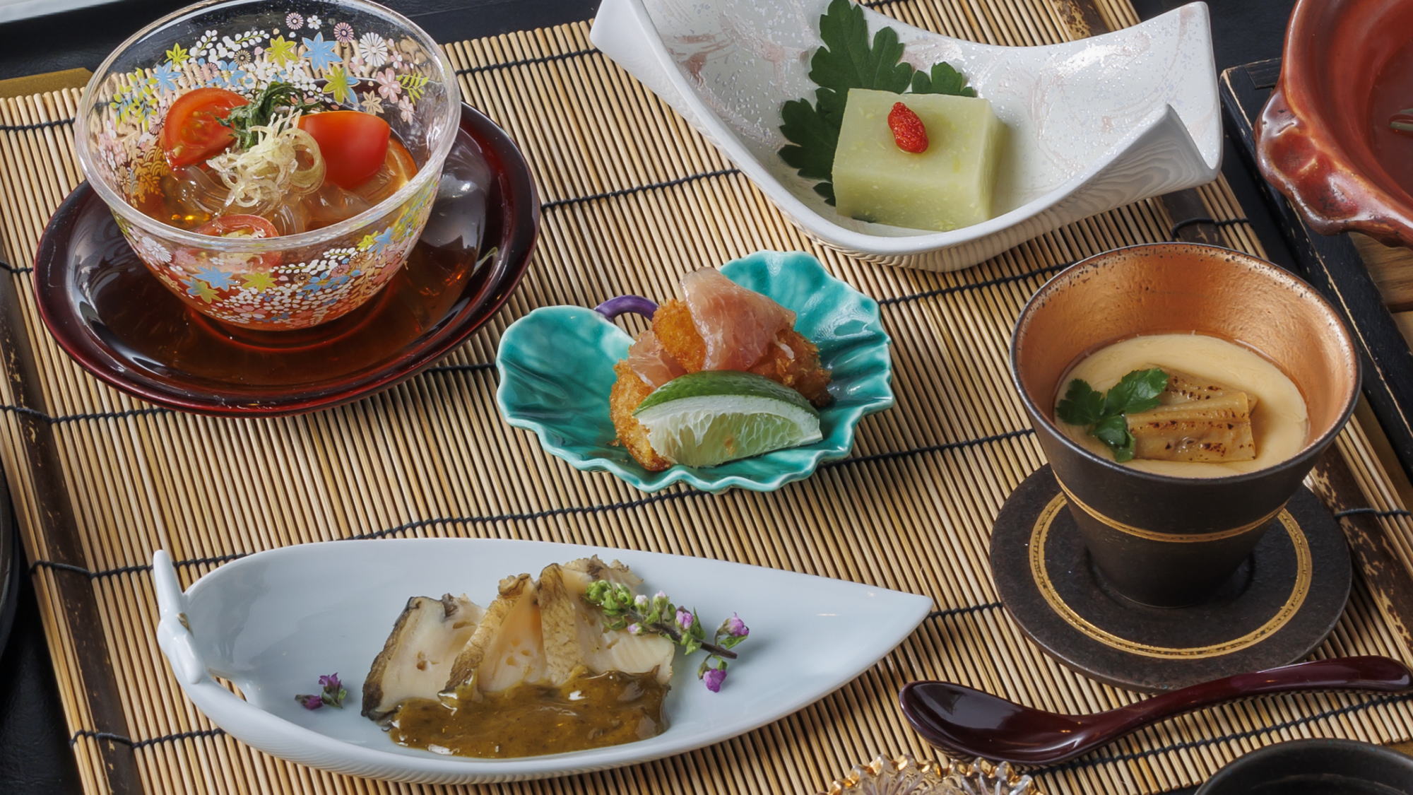 夏季特選創作会席：前菜　五種の味覚料理