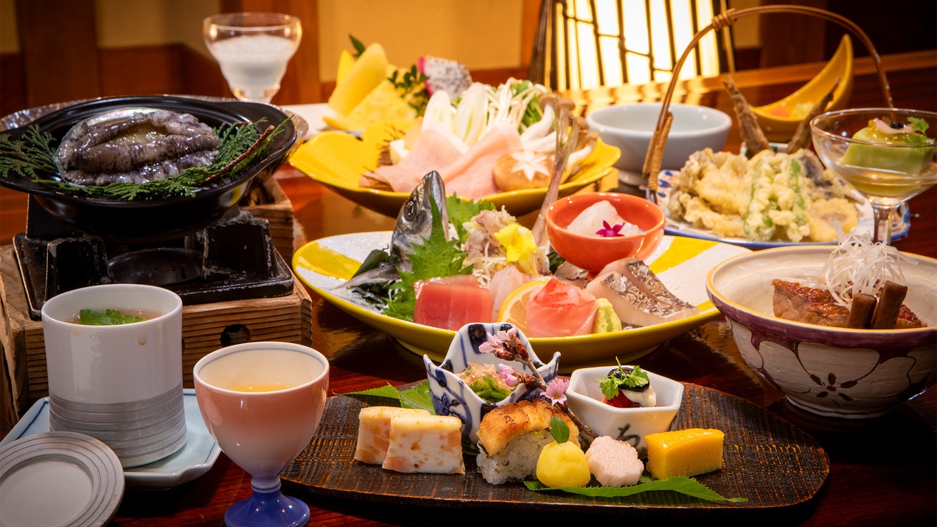 ◇゜+:。スタンダードステイ〜活アワビと海の幸　五十集会席「潮路」＜お食事処＆貸切露天無料＞