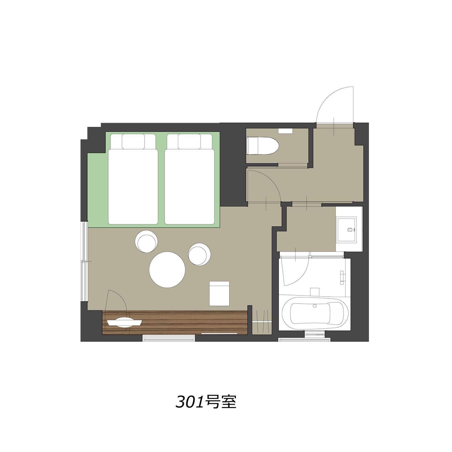 301スーペリアツイン　28㎡　平面図