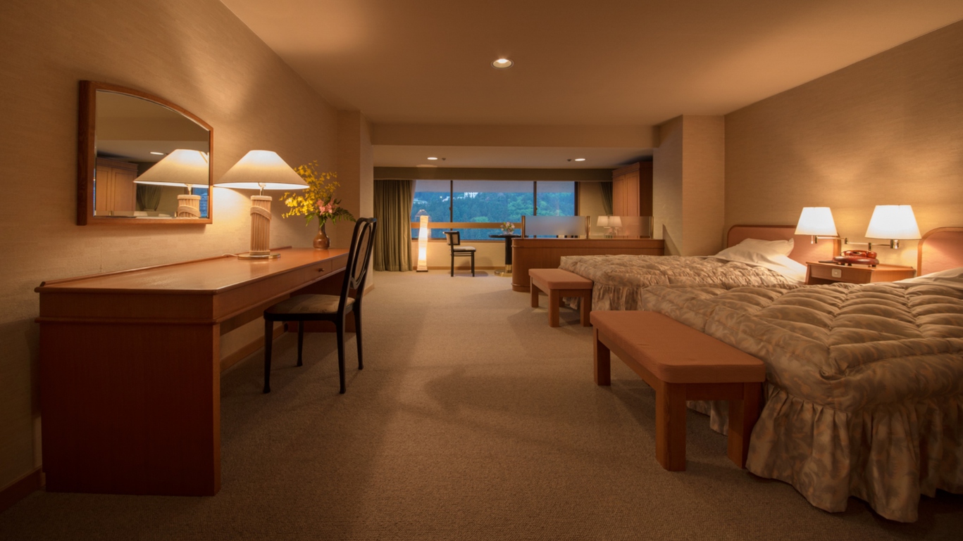 大観荘最上階の特別室「きくすい」◆ベッドルーム◆