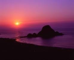 白山島と夕陽