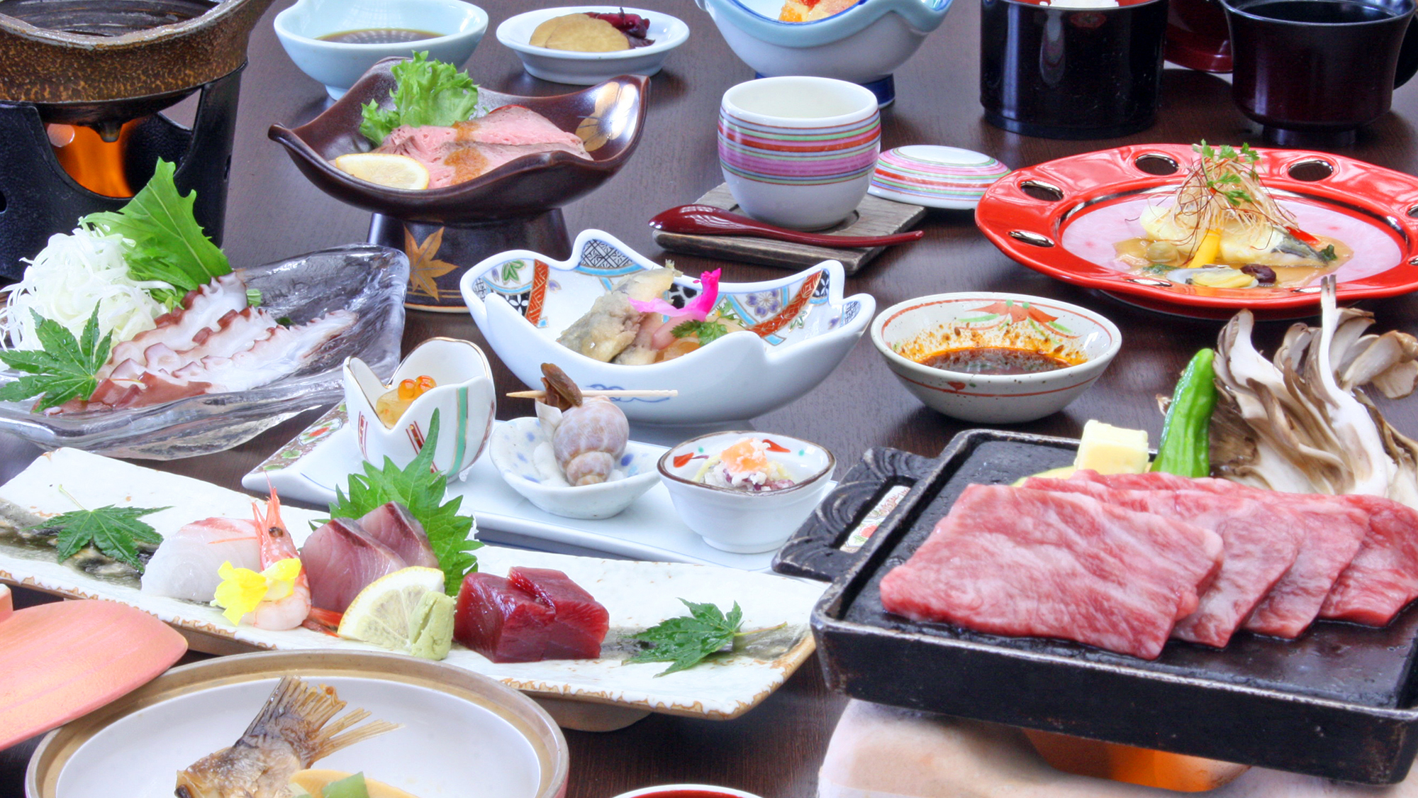 秋田錦牛ステーキ付、季節の和食膳
