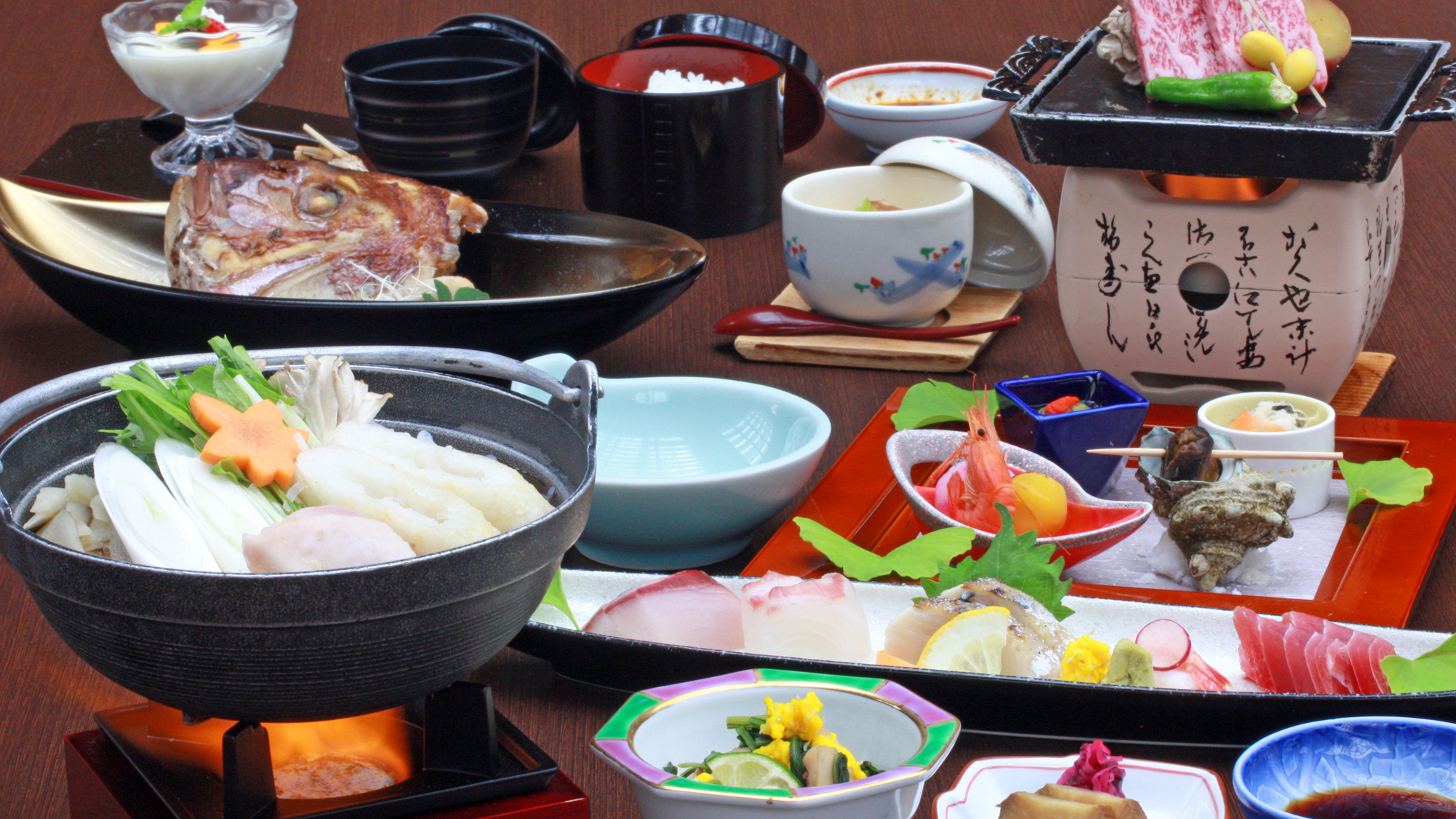 秋田名物「きりたんぽ鍋」付季節の海鮮和食膳イメージ