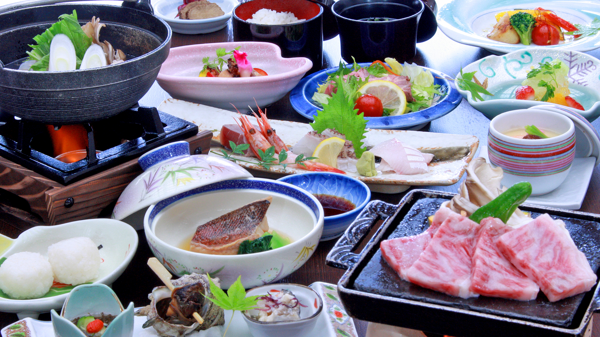秋田錦牛ステーキ付季節の海鮮和食膳