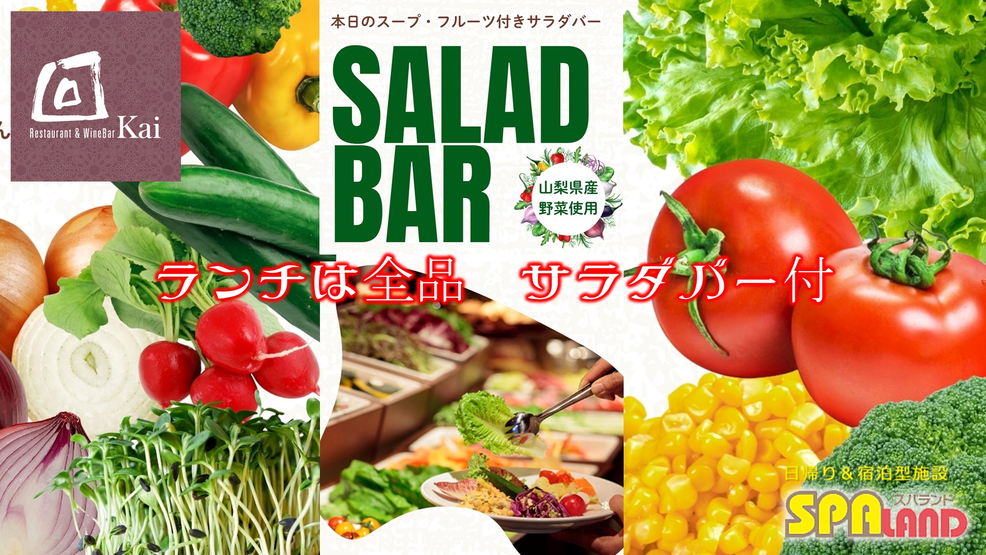 【回】ランチサラダバー　昼は全品メインの料理にサラダバーが付きます