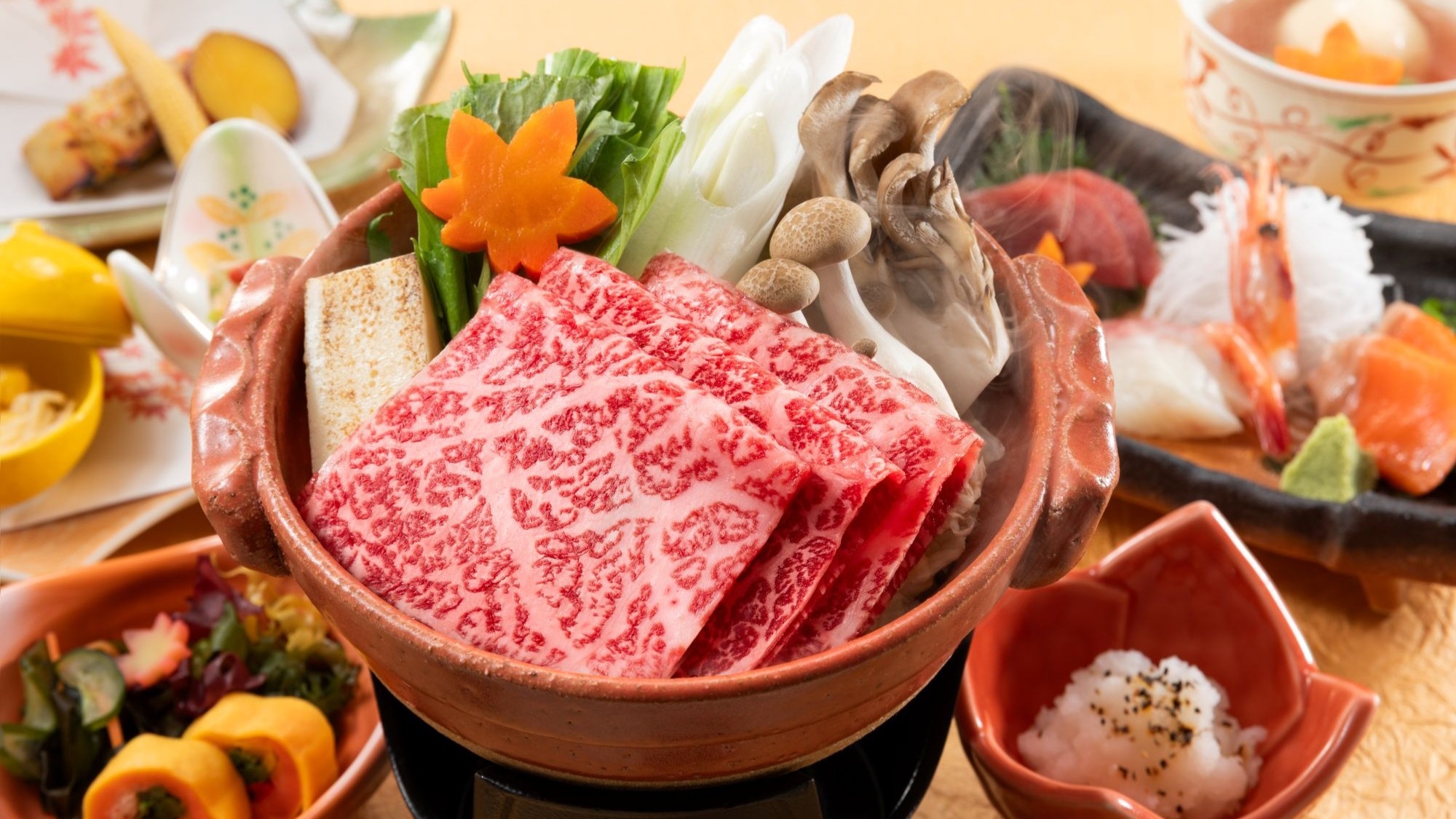 【さき楽60】60日前迄のご予約でお得●夕食はレストランで　笑福御膳/牛肉メイン●1泊2食付