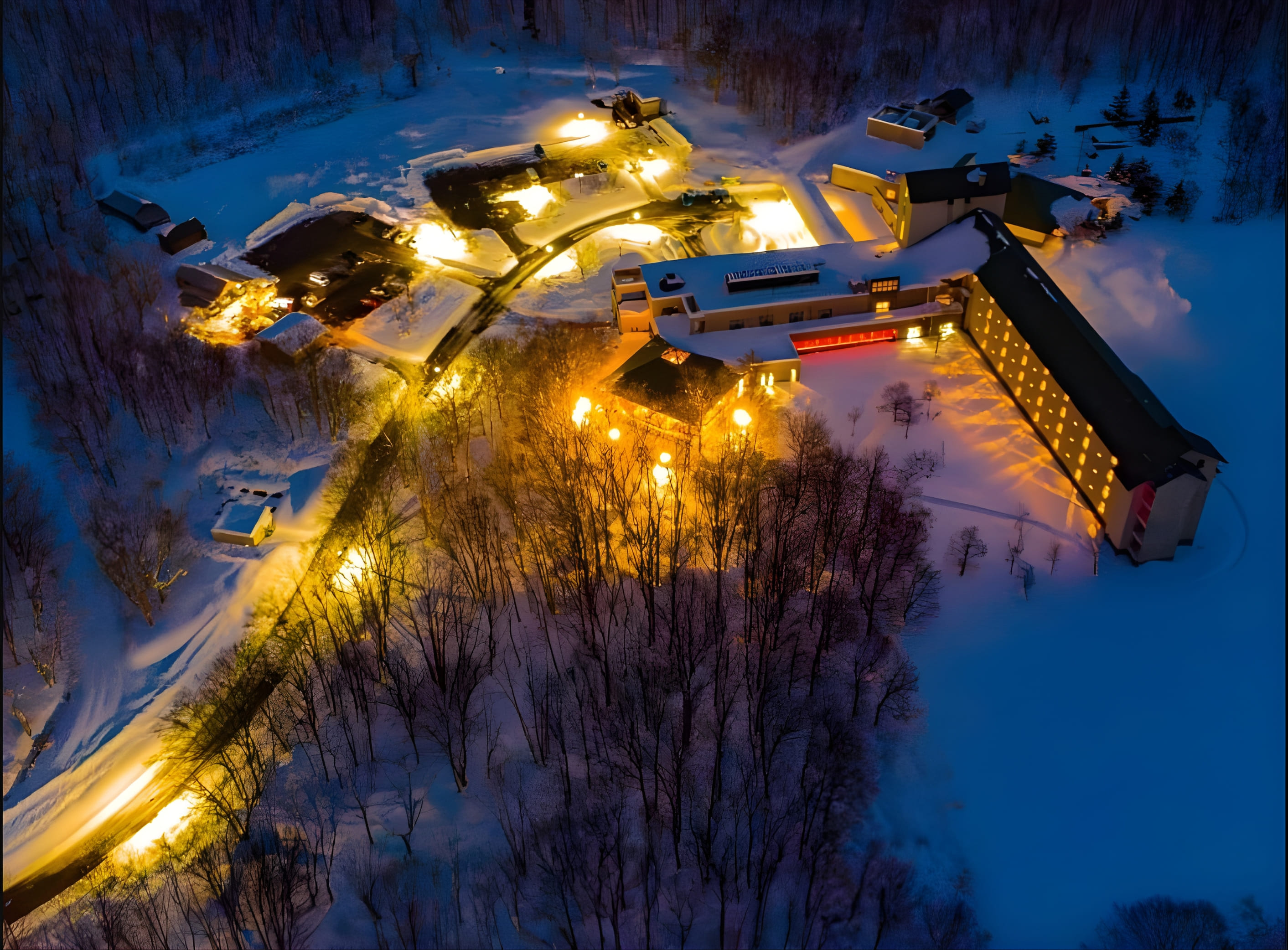 【外観】冬の灯りに包まれたフォレスタ鳥海
