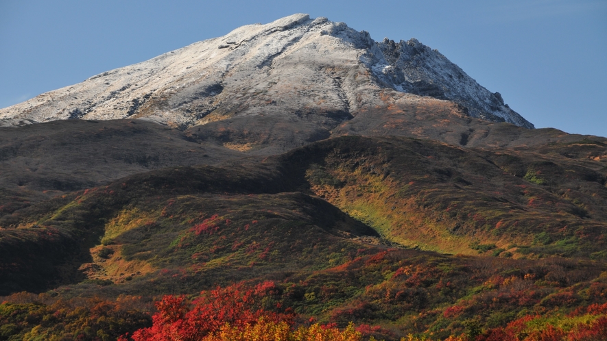 紅葉に彩られる鳥海山