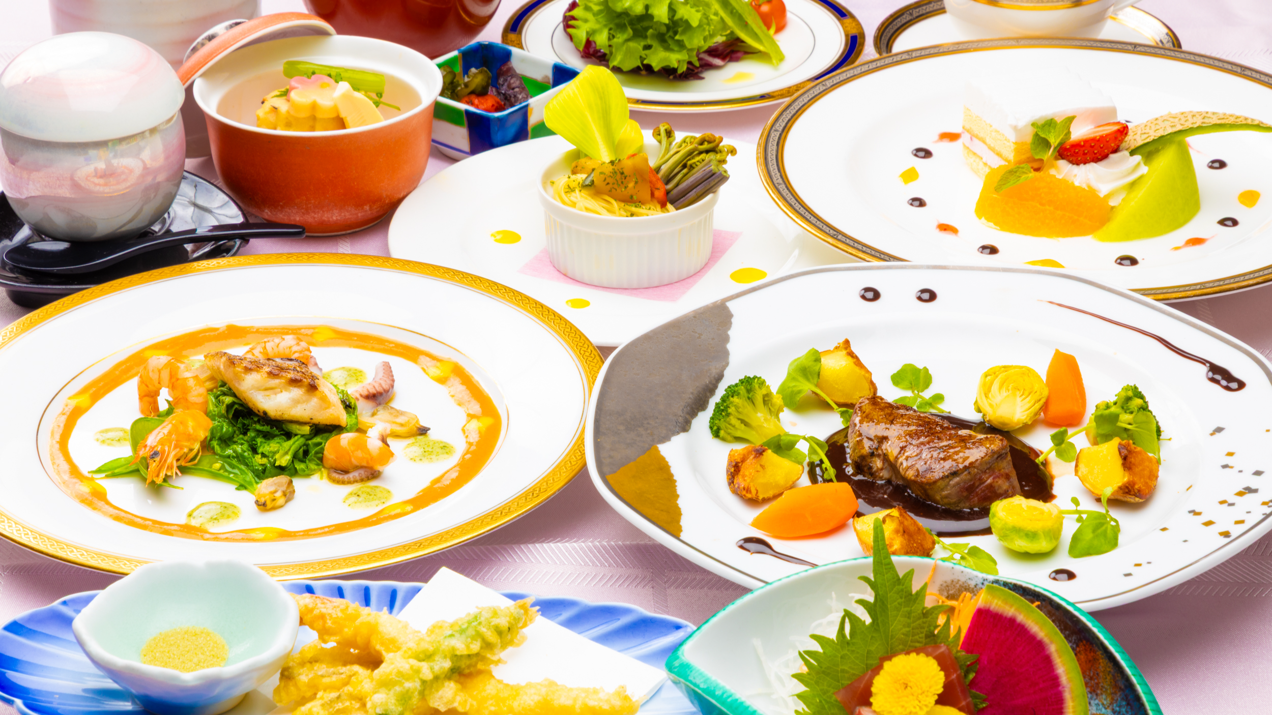 ～四季を感じる　春の和洋折衷コース～上質な牛ヒレステーキを味わう中級コース