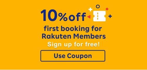 10% off first booking for Rakuten Members